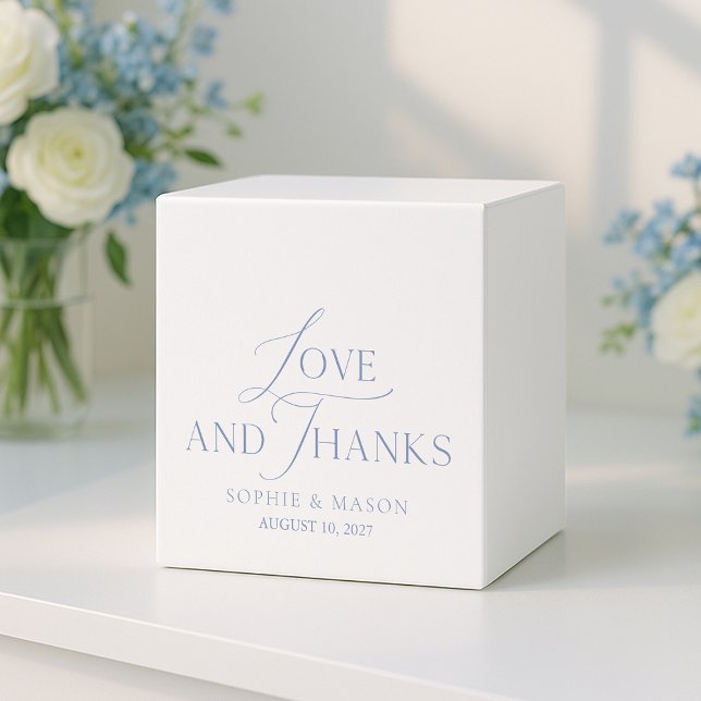 Dusty Blue “Love and Thanks” Wedding Geschenkschachtel (Von Creator hochgeladen)