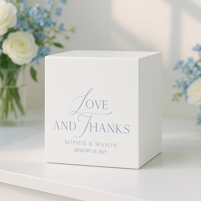 Dusty Blue “Love and Thanks” Wedding Geschenkschachtel (Von Creator hochgeladen)