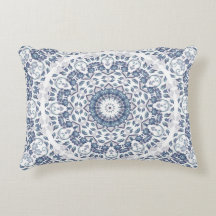 Dusty Blue Mandala Lumbar Pillow