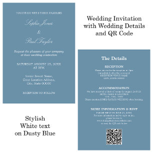 Dusty Blue Mariage QR Code RSVP Invitation