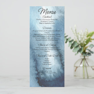 Dusty Blue Marine Aquarell Hochzeit Menükarte