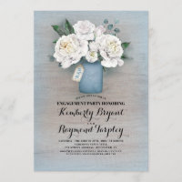 Dusty Blue Mason Jar Rustic Engagement Party