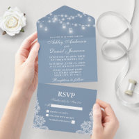 Dusty Blue Mason Jar String Lights Hochzeit