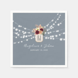 Dusty Blue Mason Jar Wedding Napkins Serviette