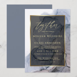 Dusty Blue Mauve Elegante Alkohol Tinte Einladung