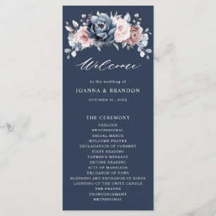Dusty Blue Mauve Rose Pink Slate Floral Wedding Pr Programm