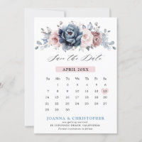 Dusty Blue Mauve Rose Pink Slate Floral Wedding S