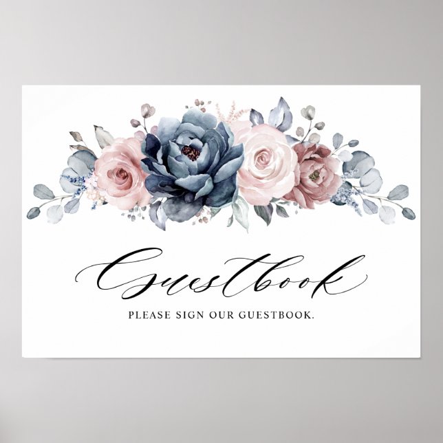 Dusty Blue Mauve Rose Pink Slate Unser Gästebuch (Vorne)