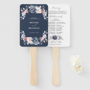 Dusty Blue Mauve Rose Pink Slate Wedding Programm Fächer