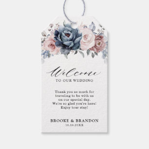 Dusty Blue Mauve Rose Pink Slate Wedding Willkomme Geschenkanhänger