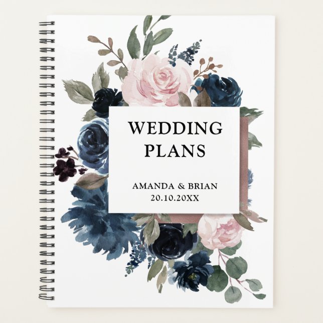 Dusty Blue Mauve Rose rose ardoise Mariage floral (Devant)