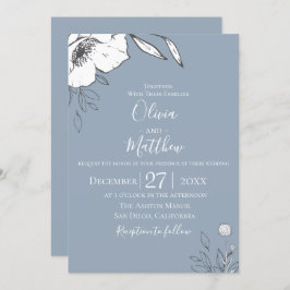 Dusty Blue Meadow Blume Hochzeit Einladung