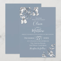 Dusty Blue Meadow Wedding Einladung