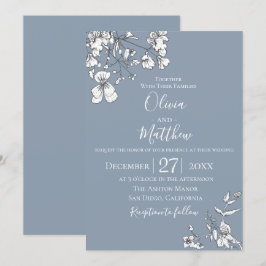 Dusty Blue Meadow Wedding Einladung