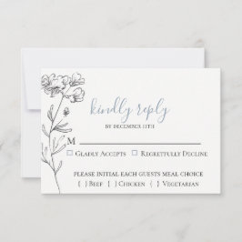 Dusty Blue Meadow Wedding RSVP Card