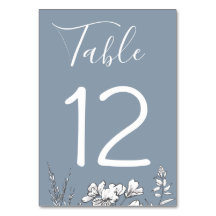 Dusty Blue Meadow Wedding Tischnummer Card