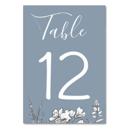 Dusty Blue Meadow Wedding Tischnummer Card