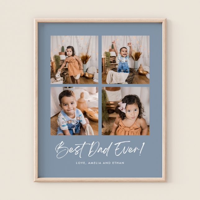 Dusty Blue Meilleur Papa Ever Quatre Poster Photo (Créateur téléchargé)