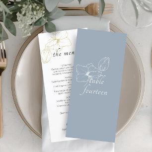 Dusty Blue   Menu plat Mariage floral chic