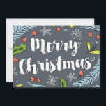 Dusty Blue Merry Christmas Spruce Boughs Feiertagskarte<br><div class="desc">Diese illustrierte Ferienkarte zeigt eine Illustration von handgezeichnet blauer Fichte,  heiligen und mistletoen Zweigen rund um den Tintenfisch Stil Frohe Weihnachtsschreiben. Personalisieren Sie die Rückseite mit Ihrem Foto,  einer angepassten Nachricht und Namen.</div>