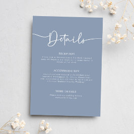 Dusty Blue Minimal Calligraphy Wedding Details Begleitkarte