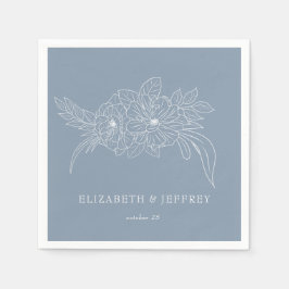 Dusty Blue Minimal Elegante Hochzeitsfeier Serviette