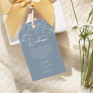 Dusty Blue Minimal Hochzeit in Urlaubsort Willkomm Geschenkanhänger