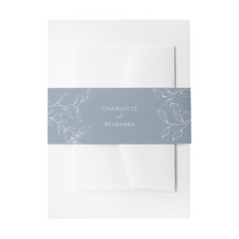 Dusty Blue Minimal Leaf Wedding Einladungsbanderole