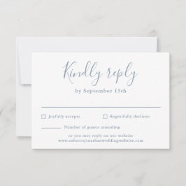 Dusty Blue Minimal Script Wedding RSVP Card Karte