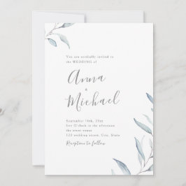 Dusty Blue Minimalgrün Hochzeit Einladung