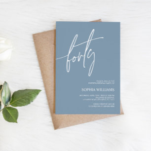 Dusty Blue Minimalist 40e Invitation anniversaire