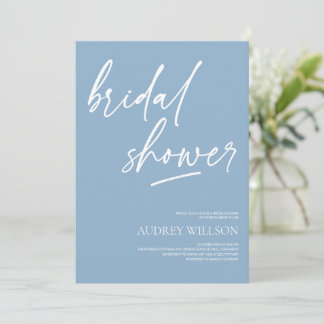 Dusty Blue Minimalist Bridal Shower Invitation