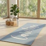 Dusty Blue Minimalist Calligraphy Personalized Yogamatte<br><div class="desc">This personalized yoga mat features a soft blue background with elegant cream script lettering for a calm, modern look. Designed to add a personal touch to yoga sessions, home workouts, and studio classes while staying timeless and minimal. The clean script style feels relaxed and refined, making it a favorite for...</div>