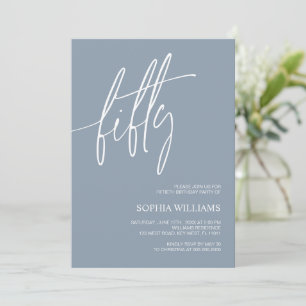 Dusty Blue Minimalist Invitation 50e anniversaire