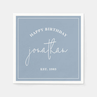 Dusty Blue Minimalistisch Birthday Individuelle Na Serviette
