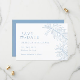 Dusty Blue Minimalistisch Botanical Save the Date