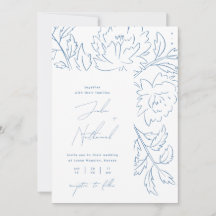 Dusty Blue Minimalistisch Botanical Wedding