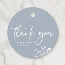 Dusty Blue Minimalistisch Bouquet Wedding Vielen D Geschenkanhänger