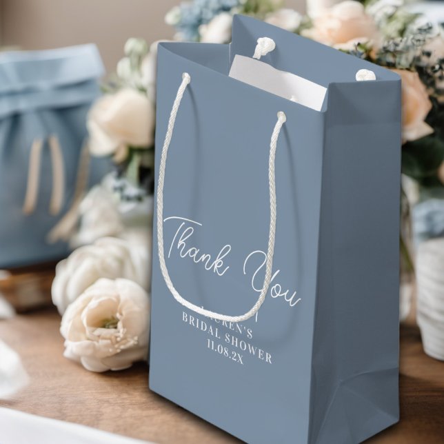 Dusty Blue Minimalistisch Brautparty Vielen Dank Kleine Geschenktüte (Von Creator hochgeladen)