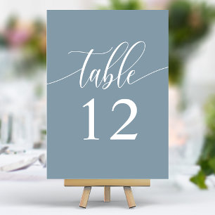 Dusty Blue Minimalistisch Calligraphy Wedding Tischnummer