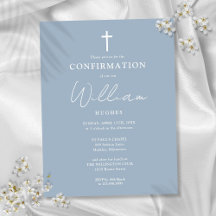 Dusty Blue Minimalistisch Confirmation Einladung