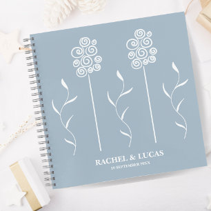 Dusty Blue Minimalistisch Curly Floral Notizbuch