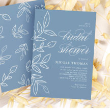 Dusty Blue Minimalistisch Elegant Leaf Brautparty