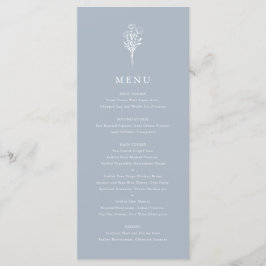 Dusty Blue Minimalistisch Floral Bouquet Wedding Menükarte