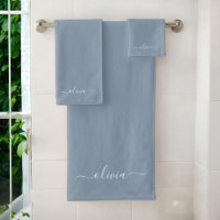 Dusty Blue Minimalistisch Modern Monogram Elegant