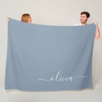 Dusty Blue Minimalistisch Modern Monogram Elegant