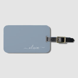 Dusty Blue Minimalistisch Modern Monogram Elegant Gepäckanhänger