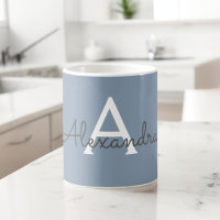 Dusty Blue Minimalistisch Modern Monogram Elegant