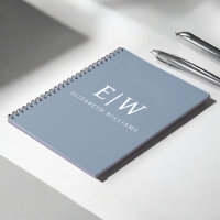 Dusty Blue Minimalistisch Modern Monogram Elegant
