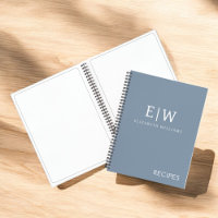 Dusty Blue Minimalistisch Modern Monogram Elegant